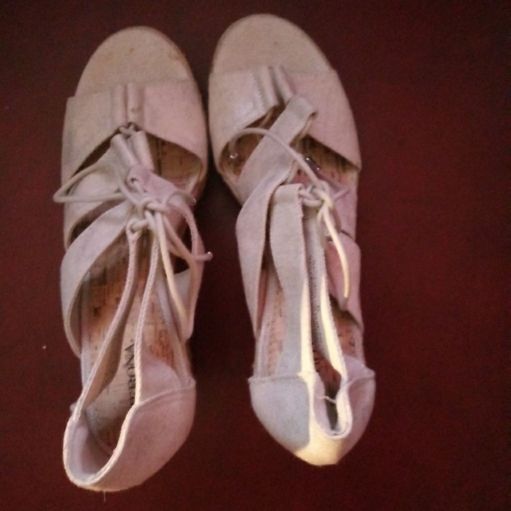 Espadrille platform wedge sandals.